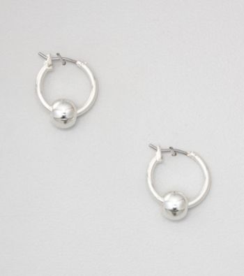 Napier® Silvertone Hoops with Metal Bead