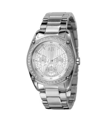 A|X Armani Exchange Women's Silver White Stainless Steel Bracelet Watch