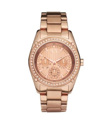 A|X Armani Exchange Women's Rose Gold Stainless Steel Bracelet Watch