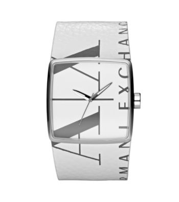 A|X Armani Exchange Men's White Leather Watch
