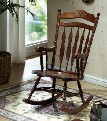 Monarch Dark Walnut Embossed Rocking Chair