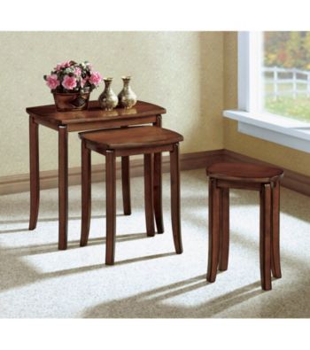Monarch Walnut Solid Top Three Piece Nesting Table Set