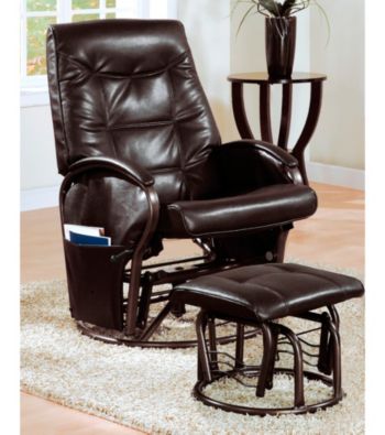 Monarch Brown Swivel Rocker Recliner with Ottoman