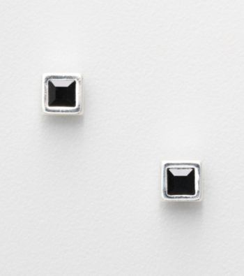 Napier® Silvertone Square Stud Earrings with Black Center
