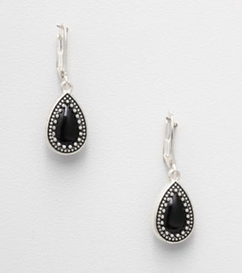 Napier® Earrings with Black Oval Drop