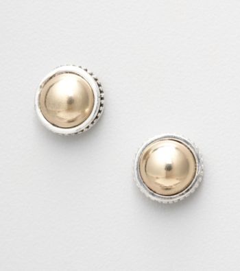 Napier® Two Tone Stud Earrings with Goldtone Center