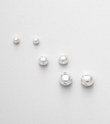Napier® Set of 3 Pairs of Silvertone Ball Stud Earrings