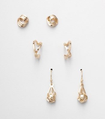 Napier® Set of 3 Pairs of Goldtone Earrings