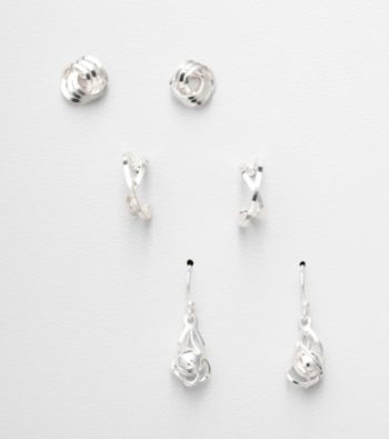 Napier® Set of 3 Pairs of Silvertone Earrings