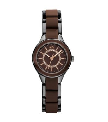 A|X Armani Exchange Ladies' Silver/Chocolate Two-Tone Watch