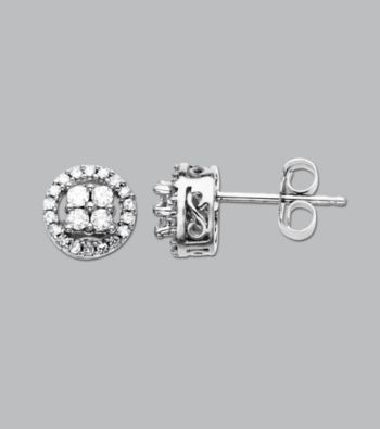 10k White Gold .25 ct.tw. Diamond Cluster Earrings