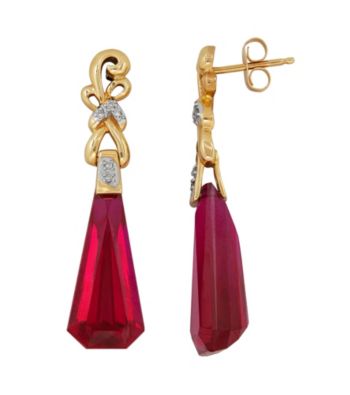 Ruby Drop Diamond Accent Earrings