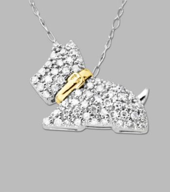 10k White Gold .25 ct. t.w. Diamond Scottie Dog Pendant