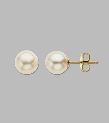 14k Yellow Gold Freshwater Pearl Stud Earrings
