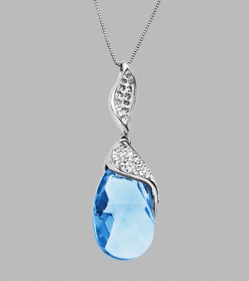 Impressions® Sterling Silver Swarovski® Elements Pendant Necklace - Blue/White