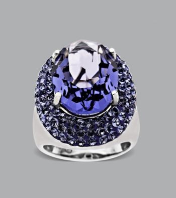 Impressions® Sterling Silver Swarovski® Elements Ring - Purple/White