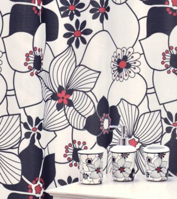 Daisies Red/Black Bath Set - 16 Pc.
