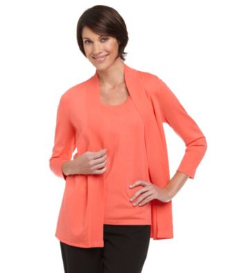 Laura Ashley® Petites' Ribbed Openfront Cardigan