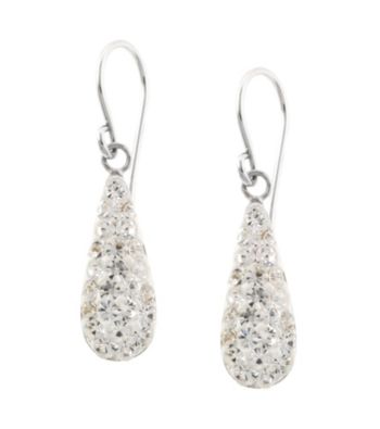 Athra Sterling Silver Crystal Pave Teardrop Earrings