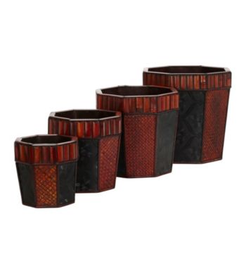 Nearly Natural® Bamboo Octagon Decorative Planters (Set of 4)