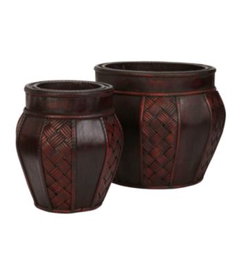 Nearly Natural® Wood and Weave Panel Decorative Planters (Set of 2)