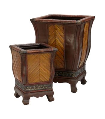 Nearly Natural® Decorative Wood Planters (Set of 2)