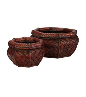Nearly Natural® Rounded Ocatagon Decorative Planters (Set of 2)
