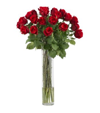Nearly Natural® Rosebud with Cylinder Silk Flower Arrangement