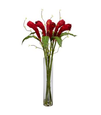 Nearly Natural® Ginger with Cylinder Vase Silk Flower Arrangement