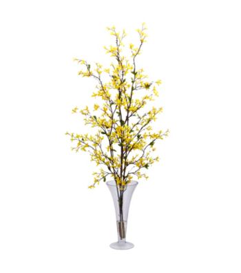 Nearly Natural® Forsythia with Vase Silk Flower Arrangement