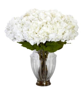 Nearly Natural® Large Hydrangea with European Vase Silk Flower Arrangement