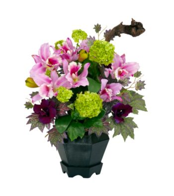 Nearly Natural® Mixed Cattleya & Hydrangea Silk Arrangement