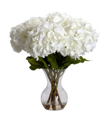 Nearly Natural® Large Hydrangea with Vase Silk Flower Arrangement