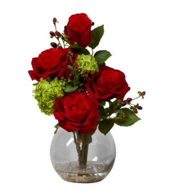 Nearly Natural® Rose & Hydrangea Silk Flower Arrangement
