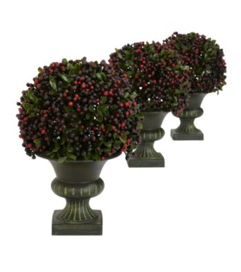 Nearly Natural® Pepper Berry Ball Topiary (Set of 3)