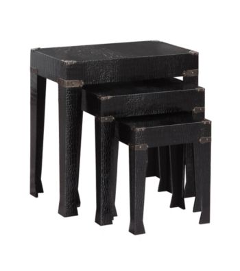 Powell® Black Crocodile Faux Leather 3-pc. Nested Tables