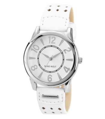Nine West® Perforated Strap Watch - White