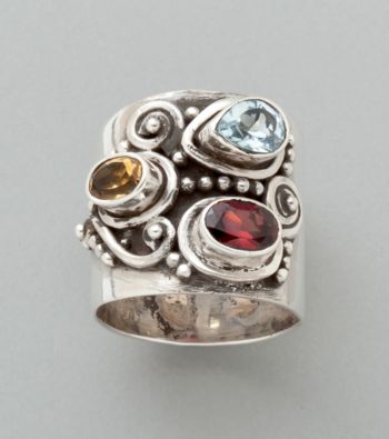 Sterling Silver Ring - Garnet/Citrine/Peridot