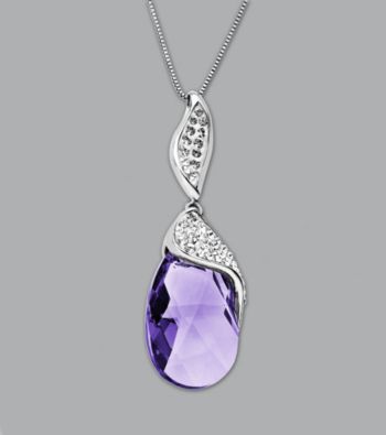 Impressions® Sterling Silver Teardrop Swarovski® Elements Pendant Necklace - Purple Stone