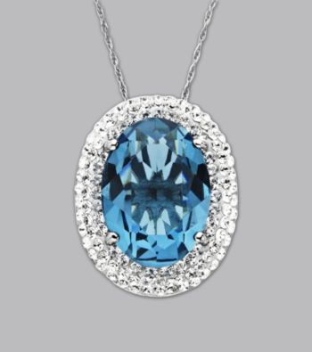 Impressions® Sterling Silver Lady Di Swarovski® Elements Pendant Necklace - Blue