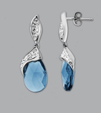 Impressions® Sterling Silver Swarovski® Elements Earrings - Blue/White