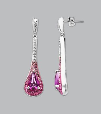 Impressions® Sterling Silver Teardrop Swarovski® Elements Earrings - Purple/White