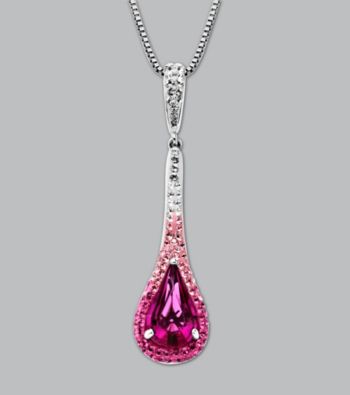 Impressions® Sterling Silver Teardrop Swarovski® Elements Pendant Necklace - Purple/White Fade