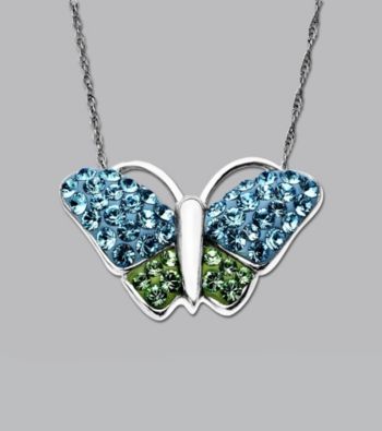 Impressions® Sterling Silver Swarovski® Elements Pendant Necklace - Butterfly
