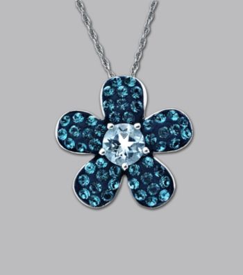 Impressions® Sterling Silver Swarovski® Elements Pendant Necklace - Blue Flower