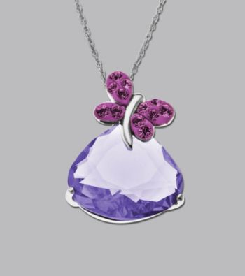 Impressions® Sterling Silver Swarovski® Elements Pendant Necklace - Purple Butterfly