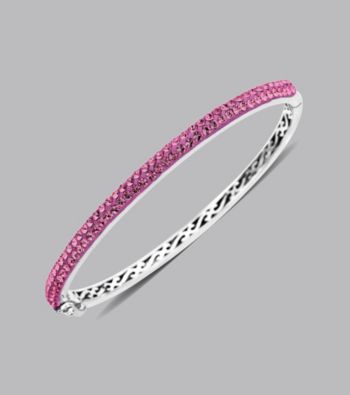 Impressions® Sterling Silver Swarovski® Elements Bangle Bracelet - Pink