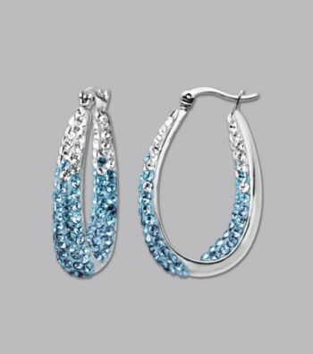 Impressions® Sterling Silver Swarovski® Elements Faded Hoop Earrings - Blue