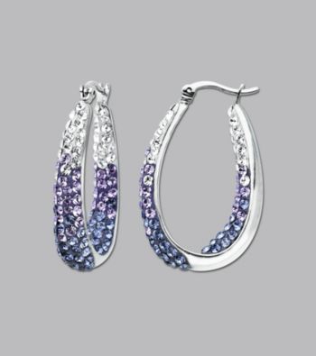 Impressions® Sterling Silver Swarovski® Elements Faded Hoop Earrings - Purple