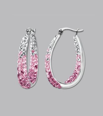 Impressions® Sterling Silver Swarovski® Elements Faded Hoop Earrings - Pink